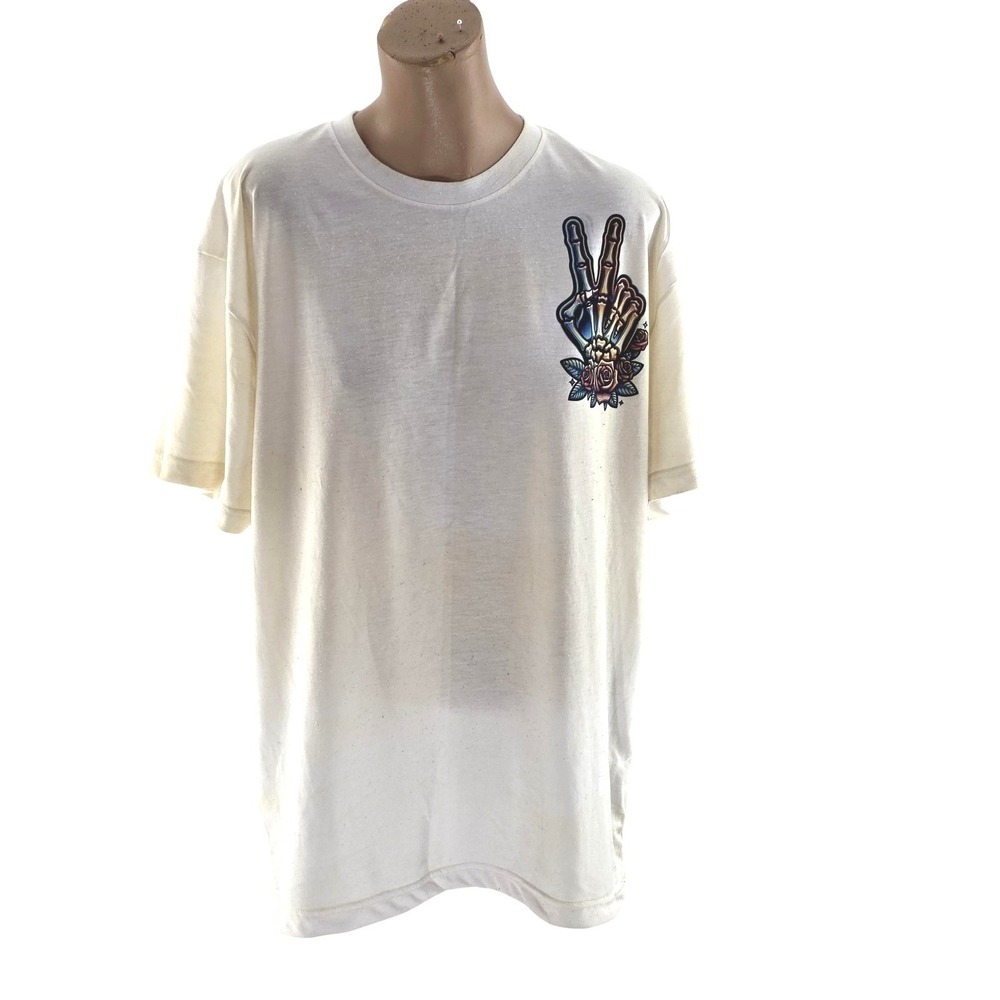 Sublivie Shirt Men's XL White Skeleton Coffee Graphic Tee Expensive Difficult